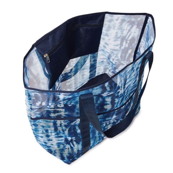 Navy Blue Tie-dye Printed Mesh Tote Bag - Picture 4 of 4